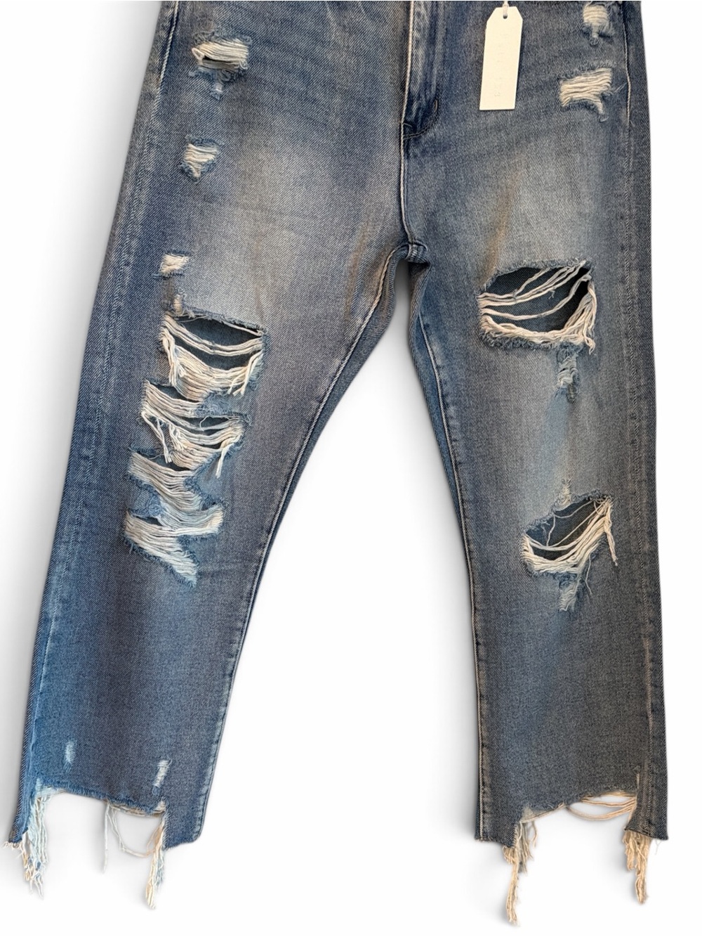 Petra Cropped Jeans size 11/29 Medium Blue Wash Distressed High Rise NWT - Picture 7 of 15